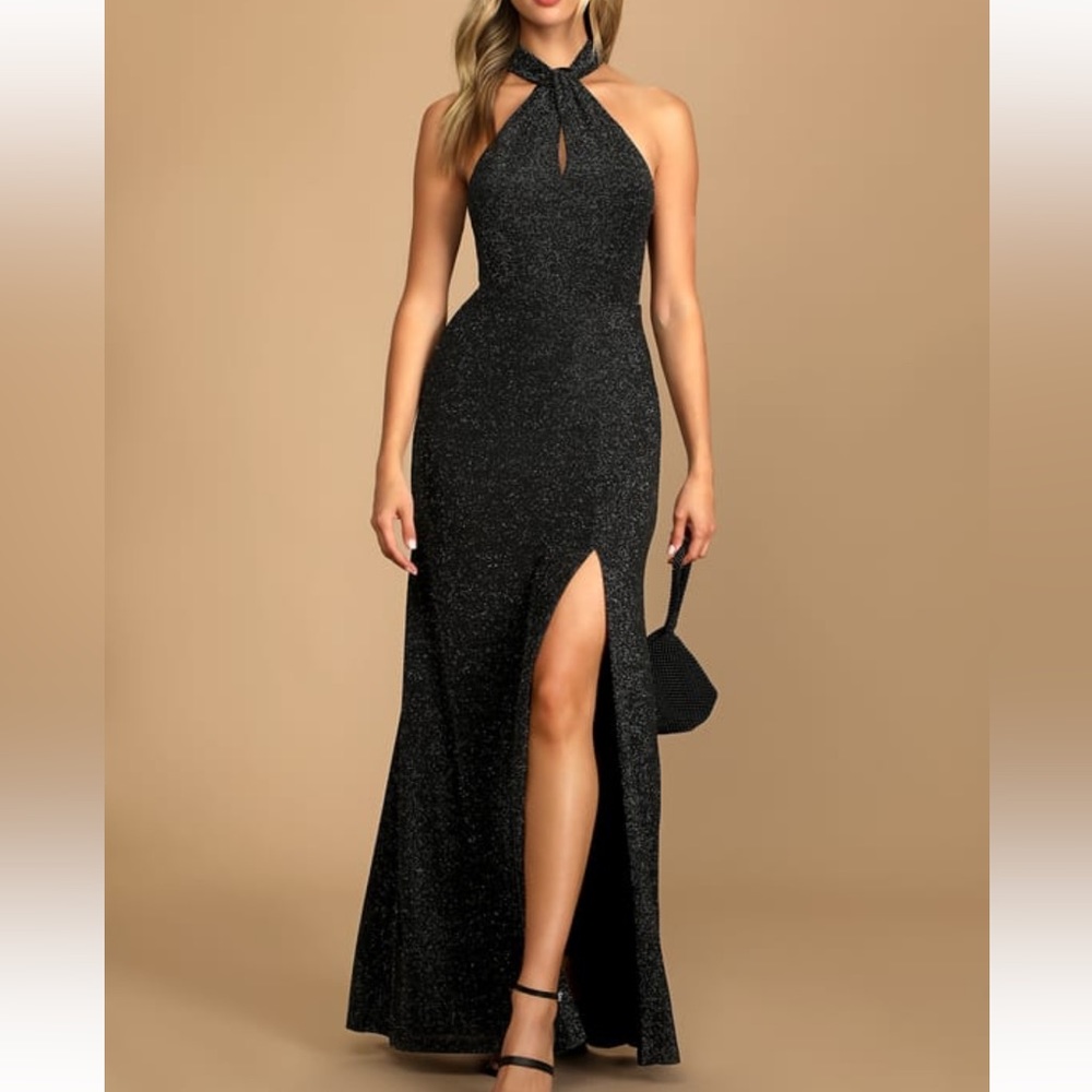 Lulus black sparkly dress size small